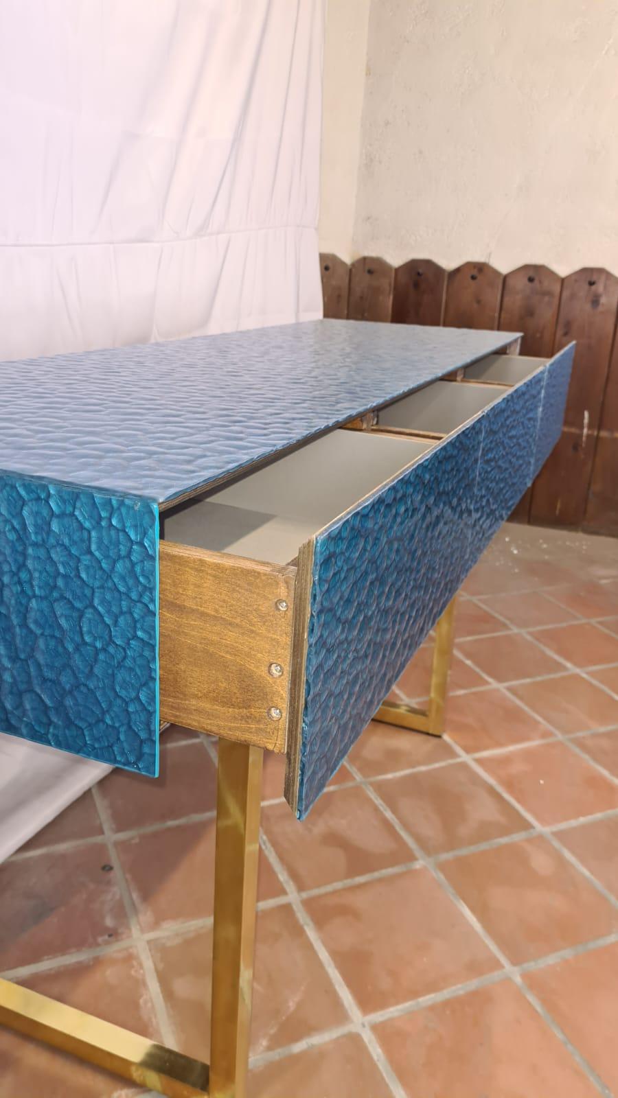 Italian murano glass console , with three drawers , available For Sale 8
