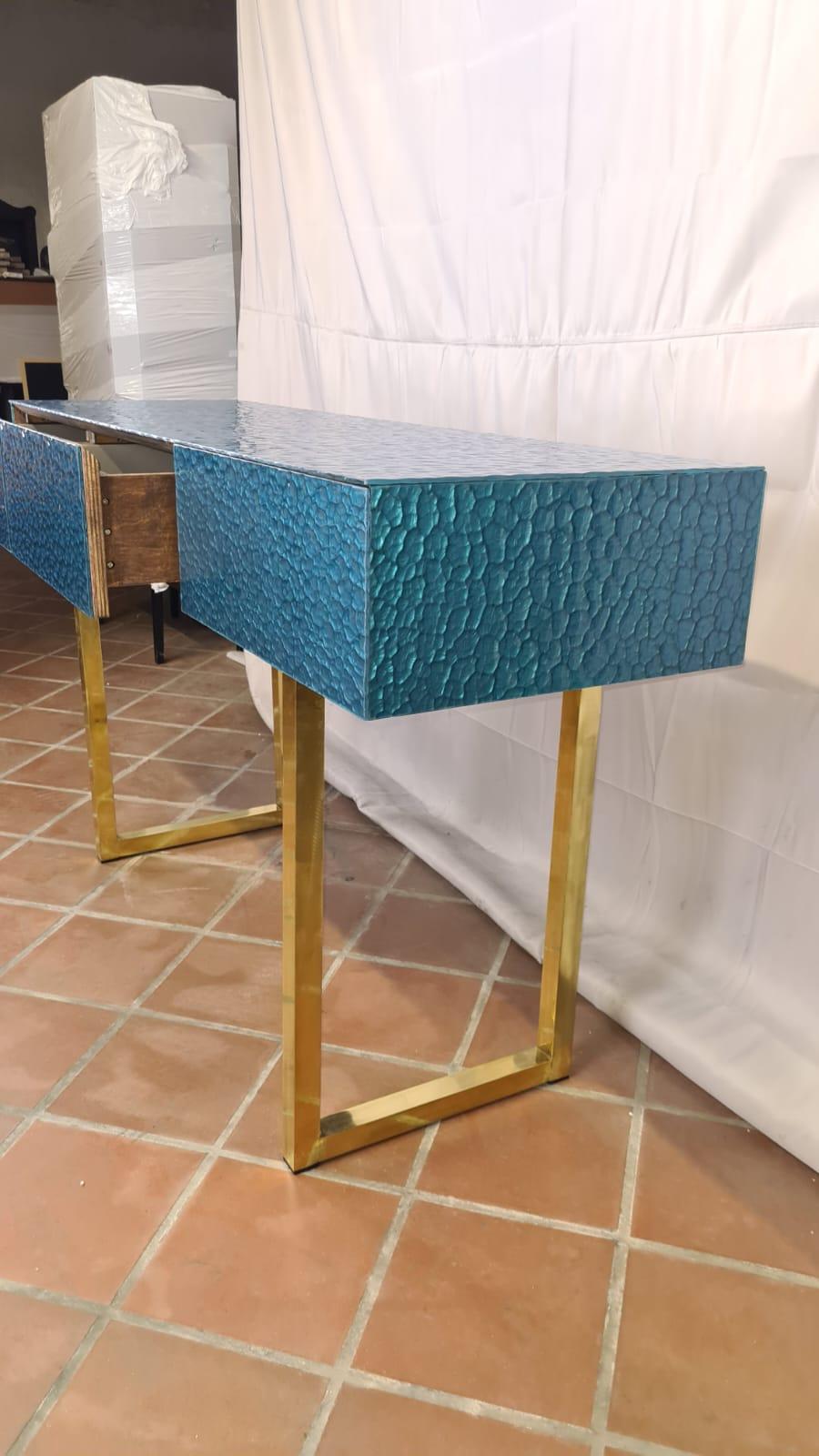 Italian murano glass console , with three drawers , available For Sale 9