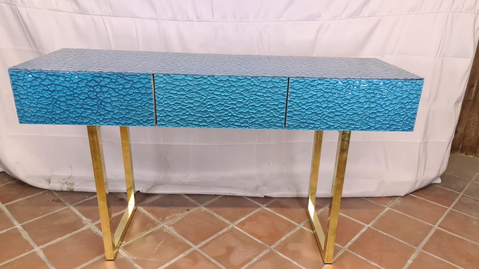 Italian murano glass console , with three drawers , available For Sale 1