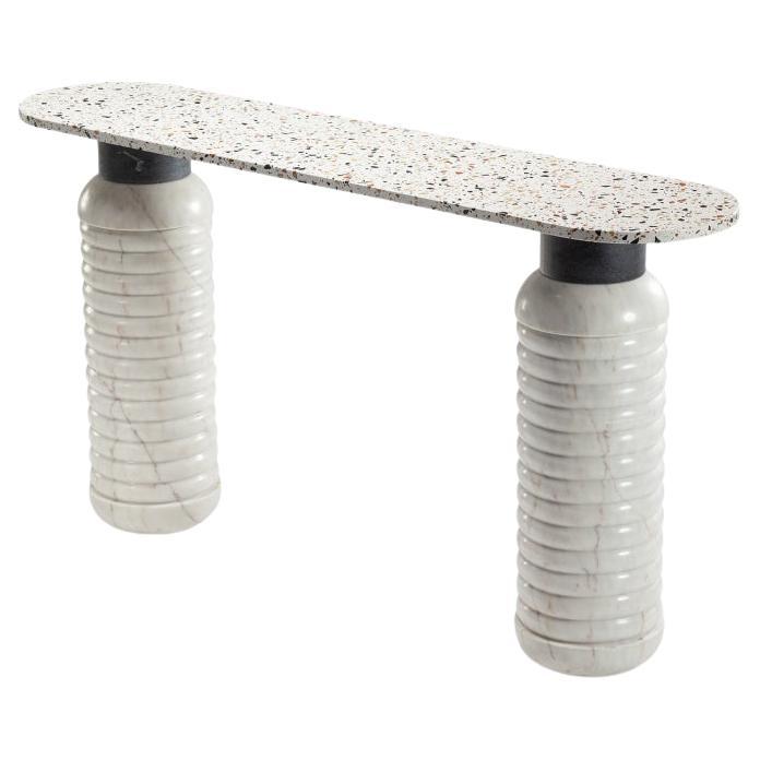 Console Jean in marmo bianco Estremoz con piano Terrazzo Africa