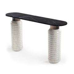 Console Jean in marmo bianco Estremoz con piano Terrazzo Africa