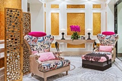 Console Legs Glossy Lacquer Leather Cover with Nails Marble Top Caps in Bronze