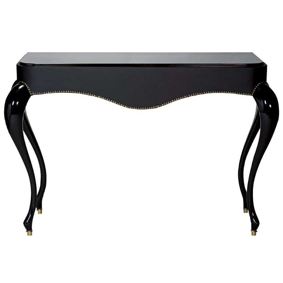 Shadow Console in Leather with Steel Legs Marble Top For Sale at 1stDibs