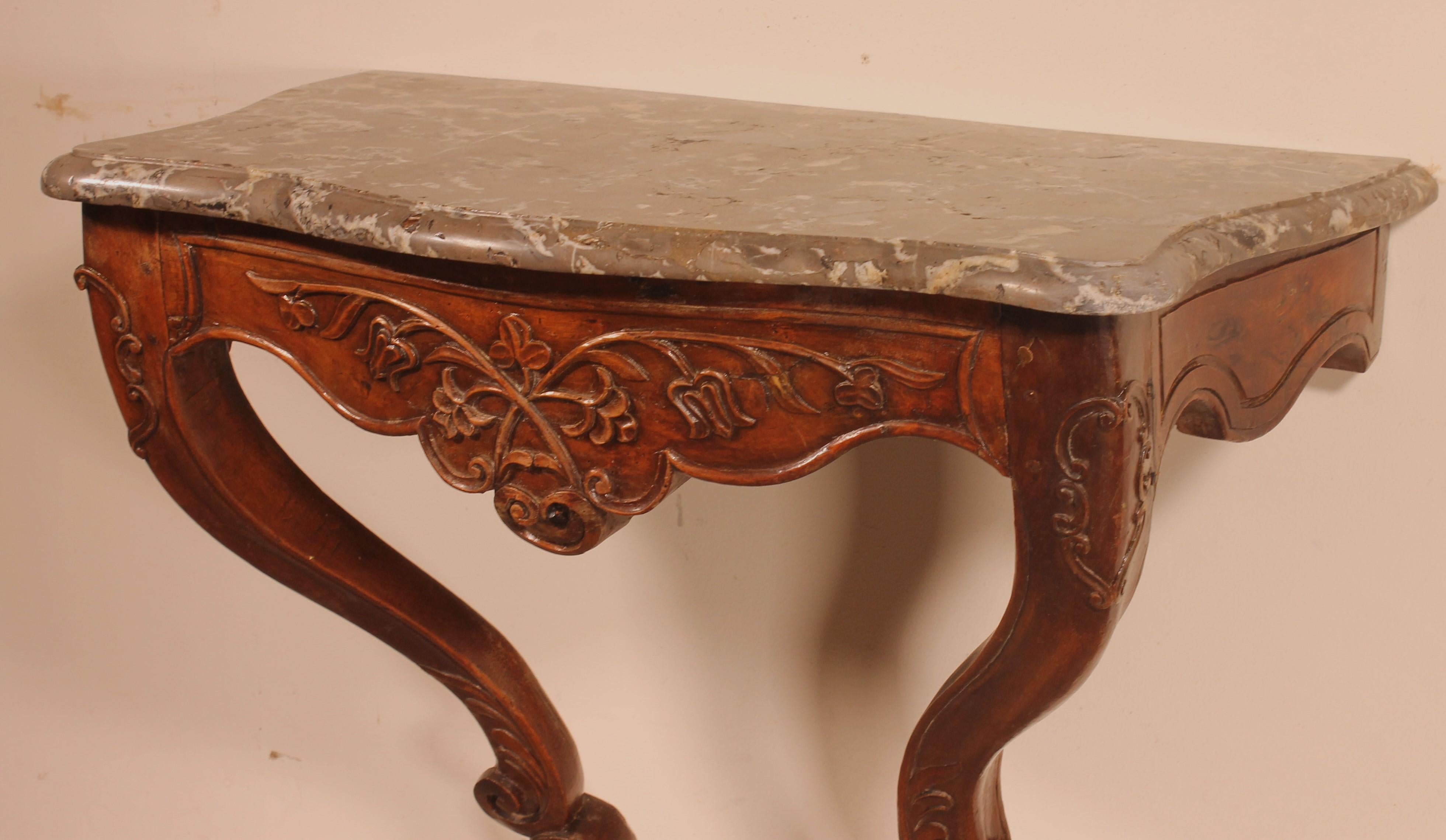 Console Louis XV in Walnut-18 ° Century In Good Condition For Sale In Brussels, Brussels