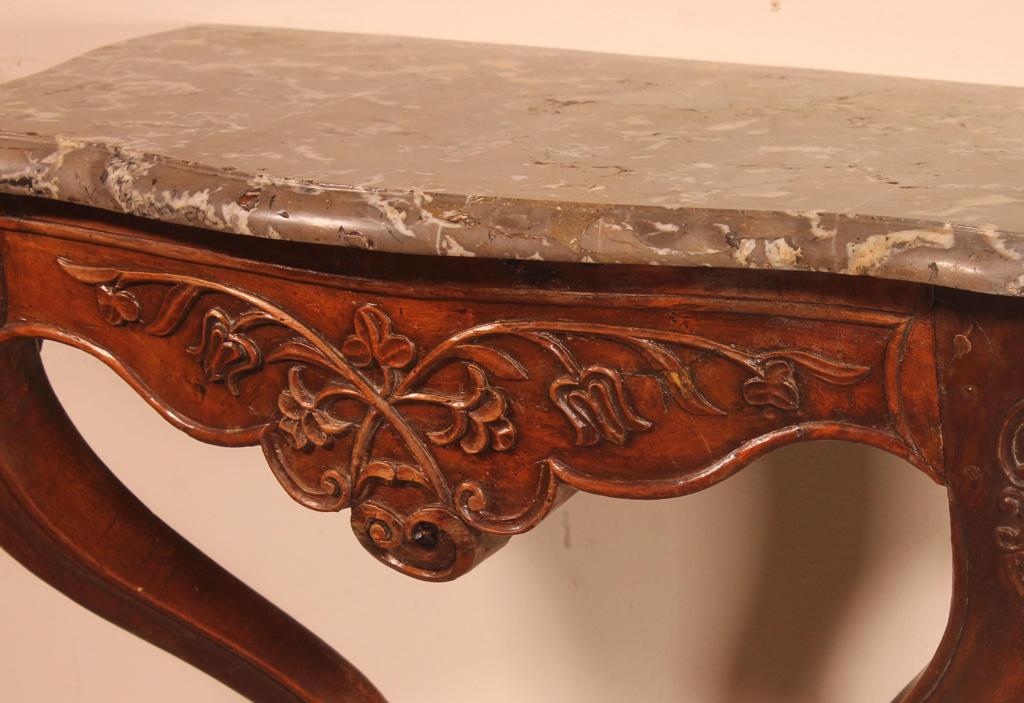 18th Century and Earlier Console Louis XV in Walnut-18 ° Century For Sale