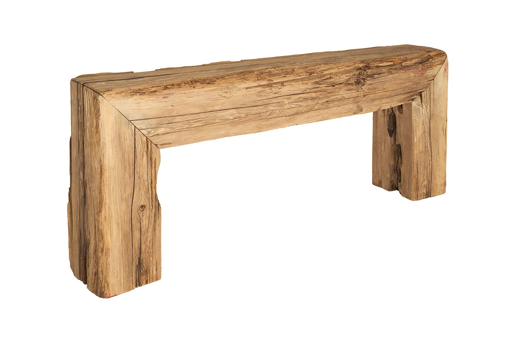 Organic Modern Console Made From Reclaimed Beam from Bass Family Farm Fishing Creek