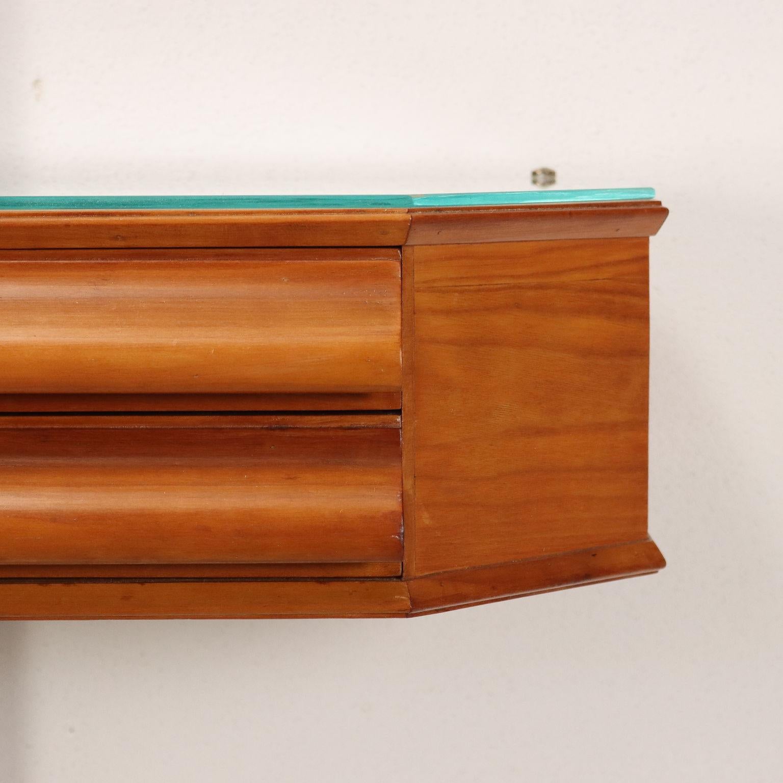 Glass Console Maple Veneer, Italy, 1950s-1960s For Sale