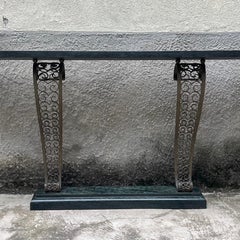 GreenAlpes Marble Console, Wrought Iron In the Style of Edgar Brandt - France '20s