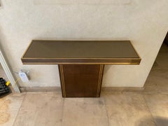 Console mural in bronze, laiton and glass