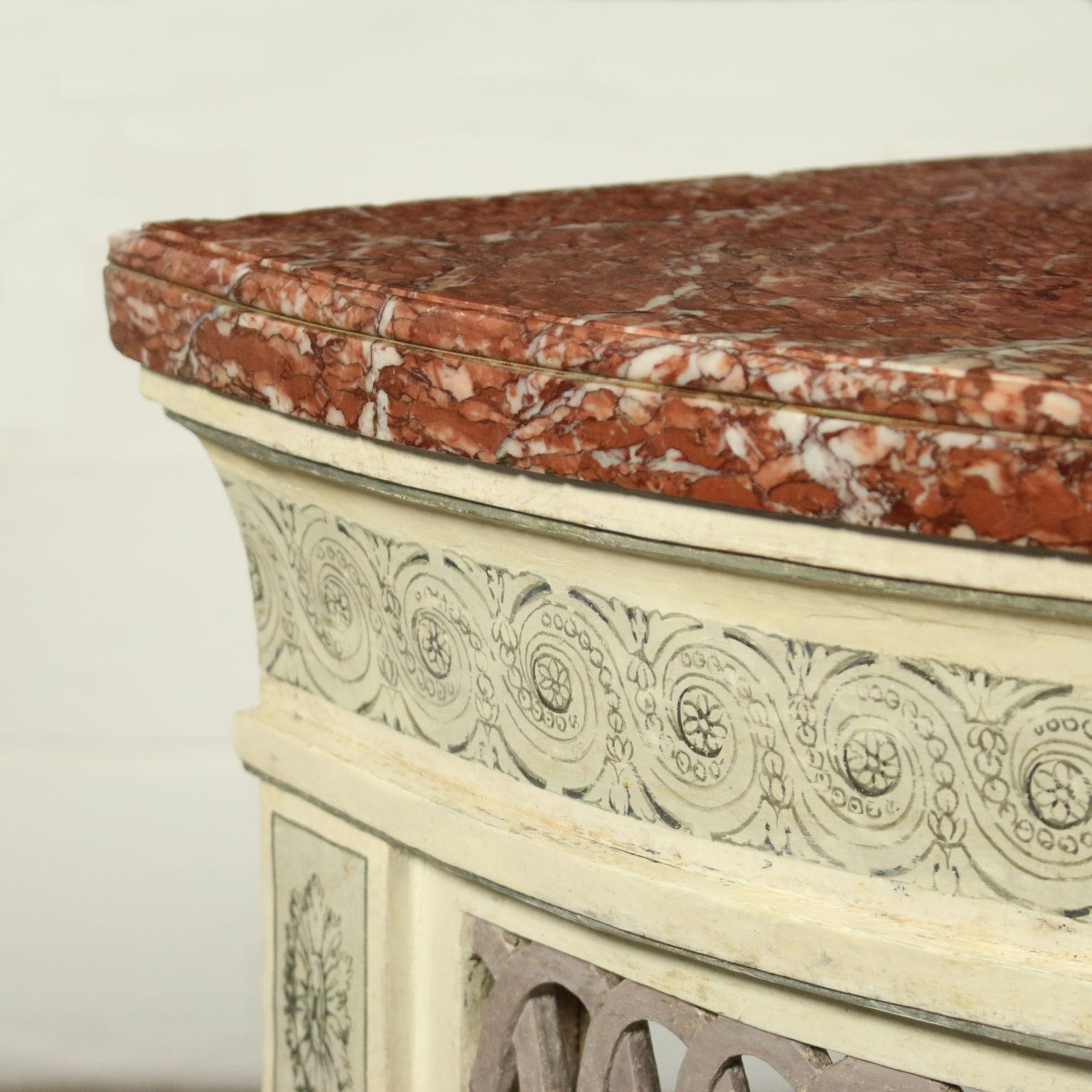 Other Console Neoclassical Poplar Red Marble Piedmont, Italy, Second Half of the 1700