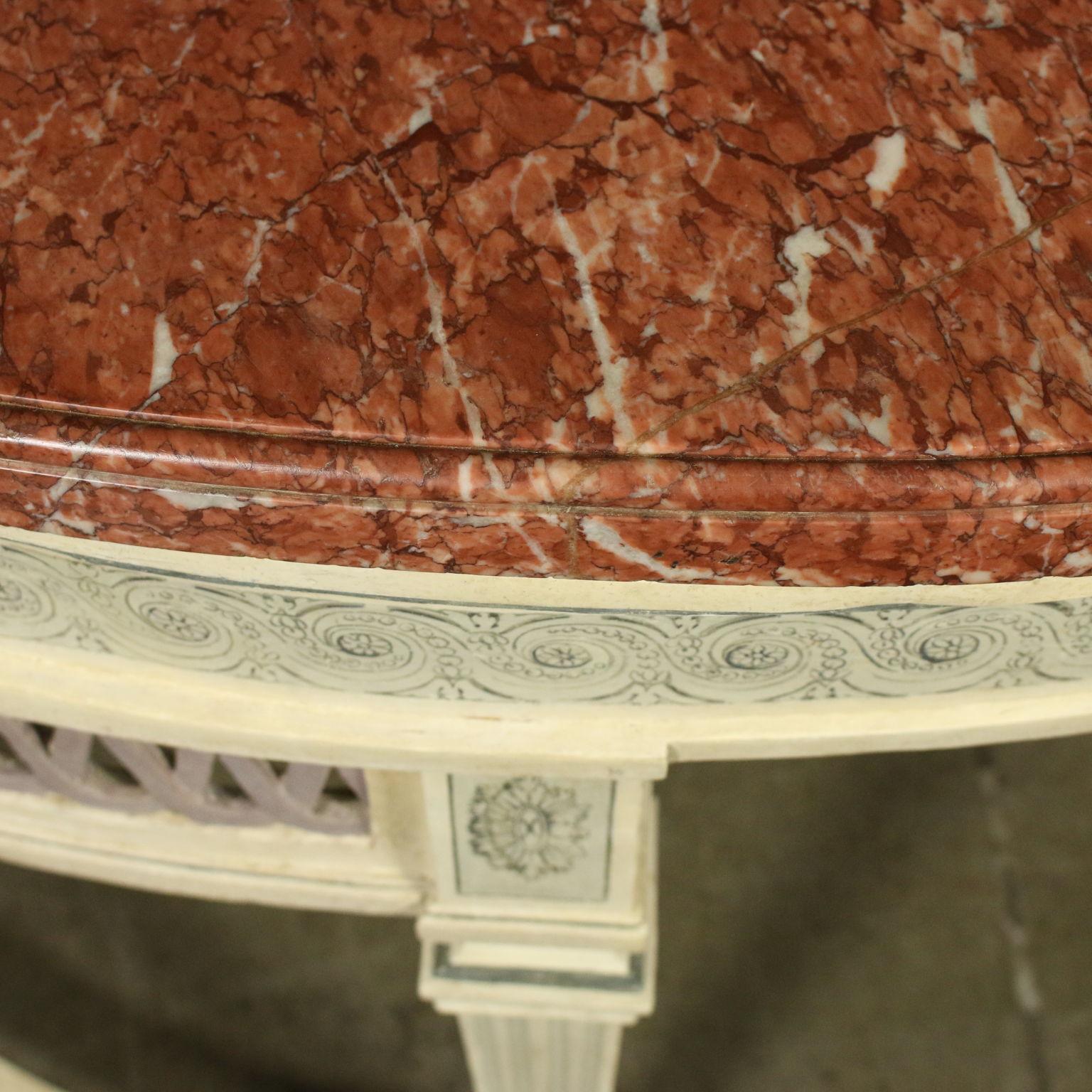 Console Neoclassical Poplar Red Marble Piedmont, Italy, Second Half of the 1700 In Fair Condition In Milano, IT