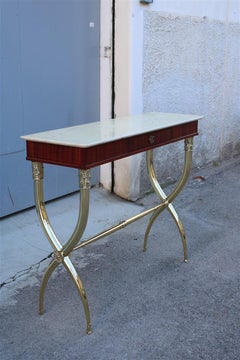 Console Stile Neoclassico Paolo Buffa design 1950 Italia Ottone marmo Legno