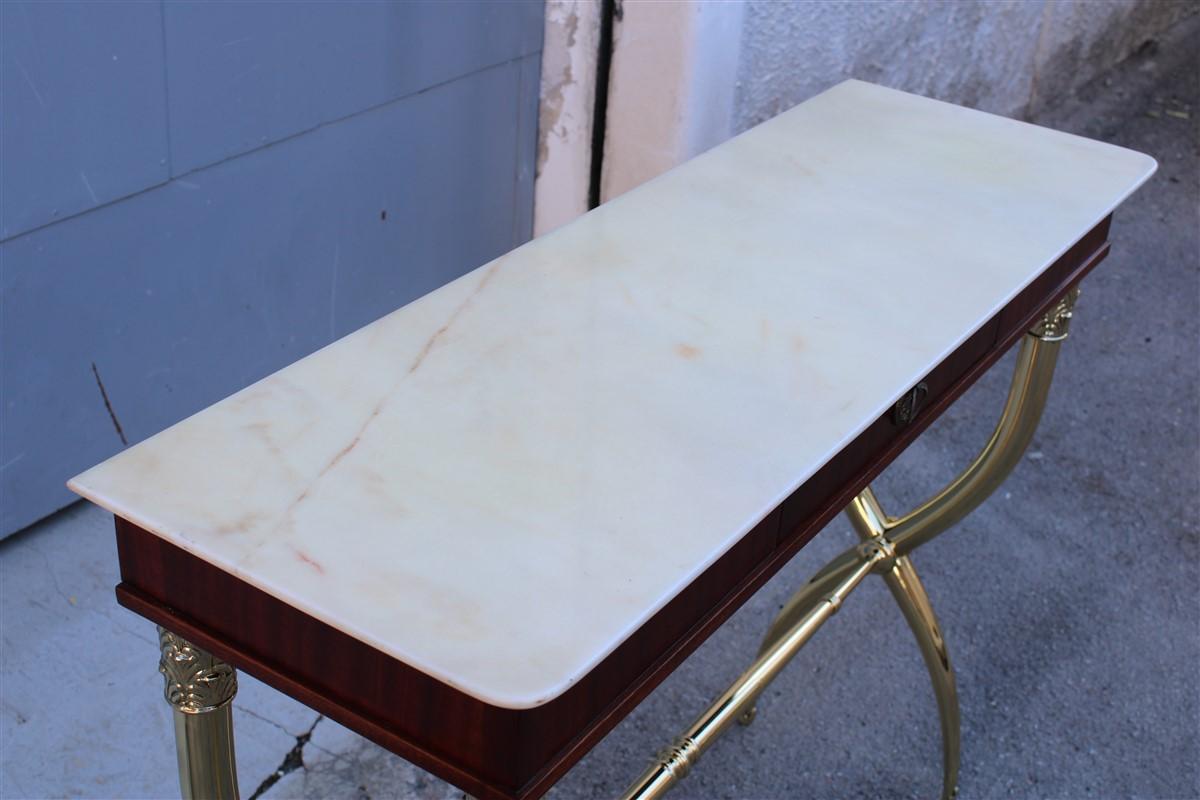 Mid-Century Modern Console Neoclassical Paolo Buffa design 1950 Italy Brass marble Wood  For Sale