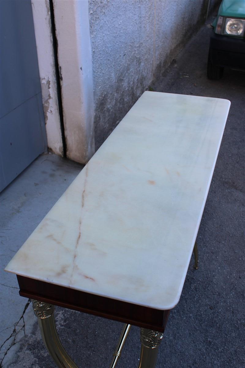 Italian Console Neoclassical Paolo Buffa design 1950 Italy Brass marble Wood  For Sale