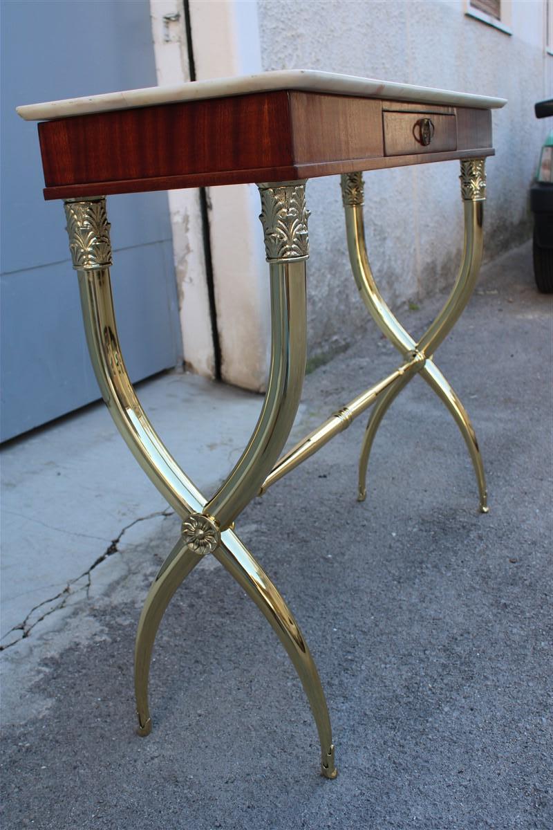 Console Neoclassical Paolo Buffa design 1950 Italy Brass marble Wood  In Good Condition For Sale In Palermo, Sicily