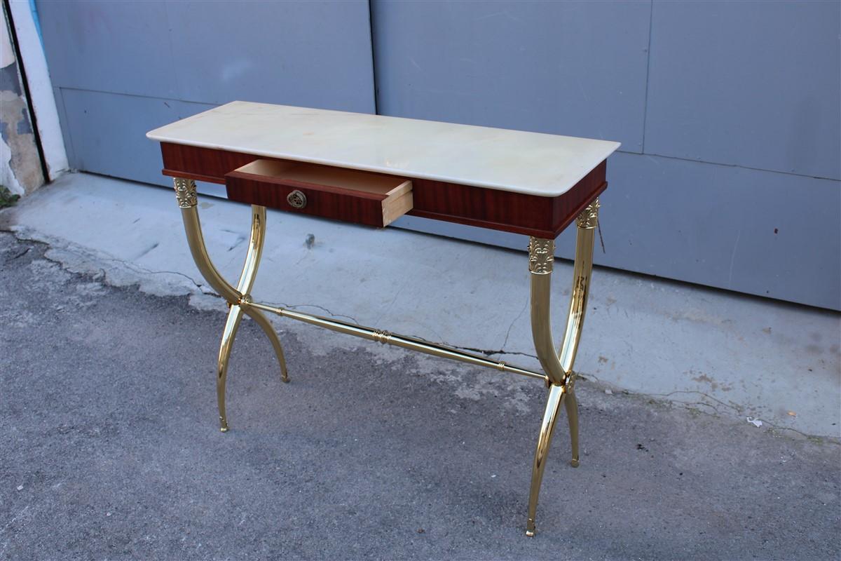 Console Neoclassical Paolo Buffa design 1950 Italy Brass marble Wood  For Sale 3