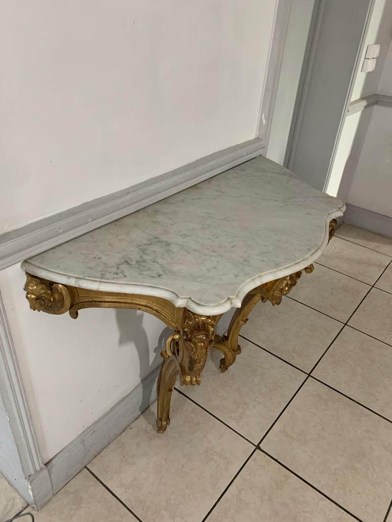 French Console of Louis XV Style in Gilded Wood, France, 19th Century For Sale