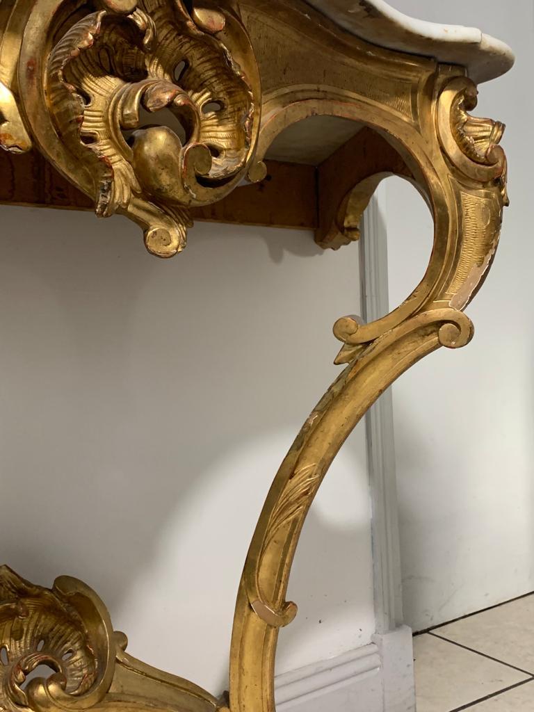 Konsole im Louis XV-Stil aus vergoldetem Holz, Frankreich, 19. Jahrhundert im Angebot 3