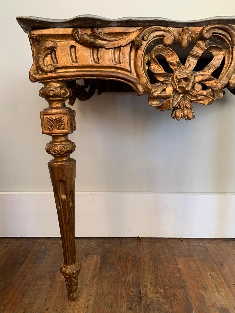 French Console of Louis XVI in Gilded Wood 18th Century