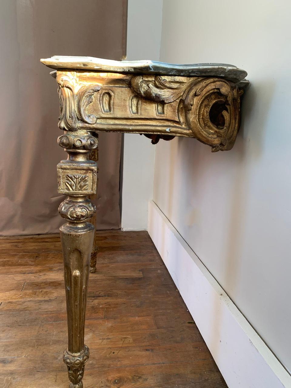 Console of Louis XVI in Gilded Wood 18th Century 2