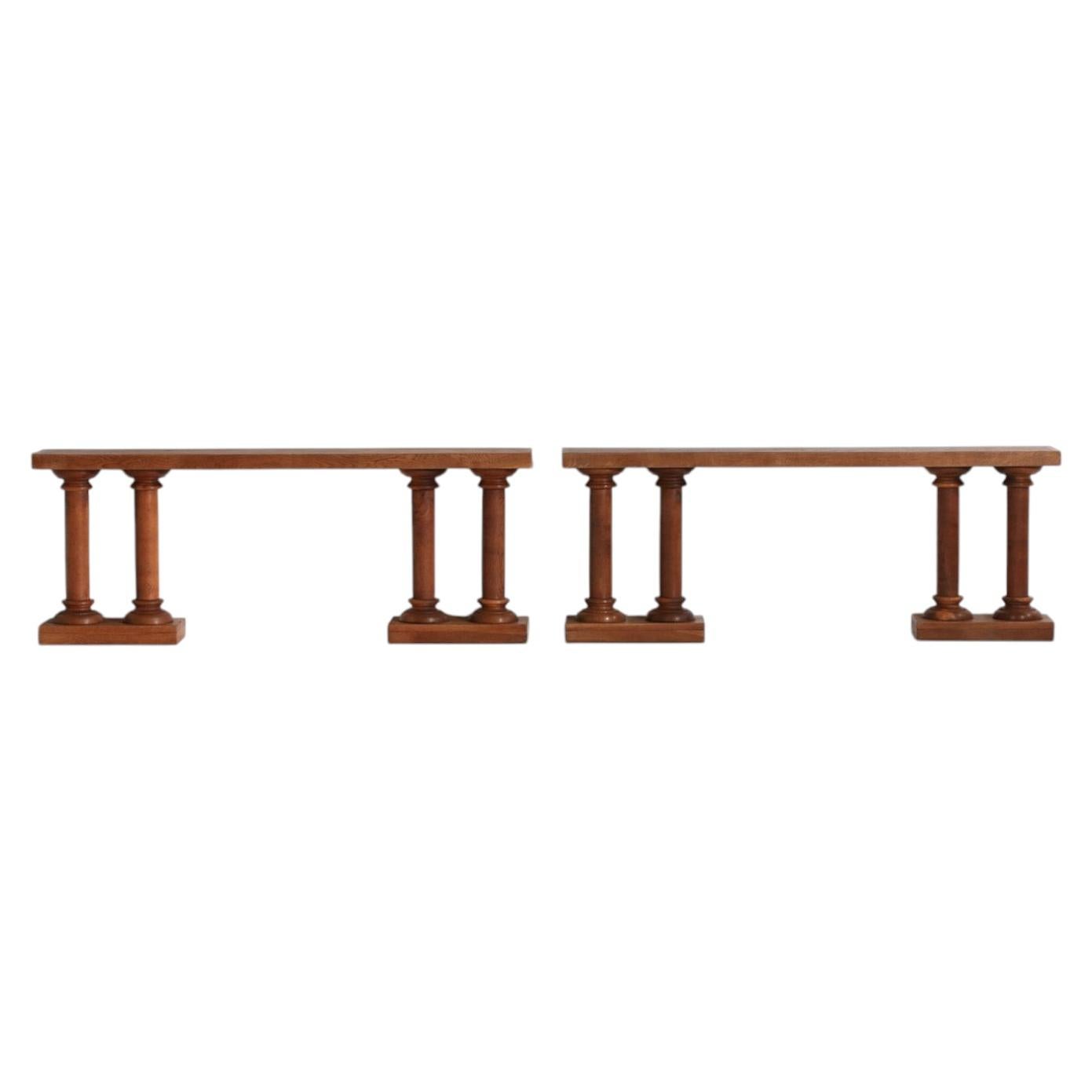 Console or decorative column elements in solid oak from the 1920s For Sale