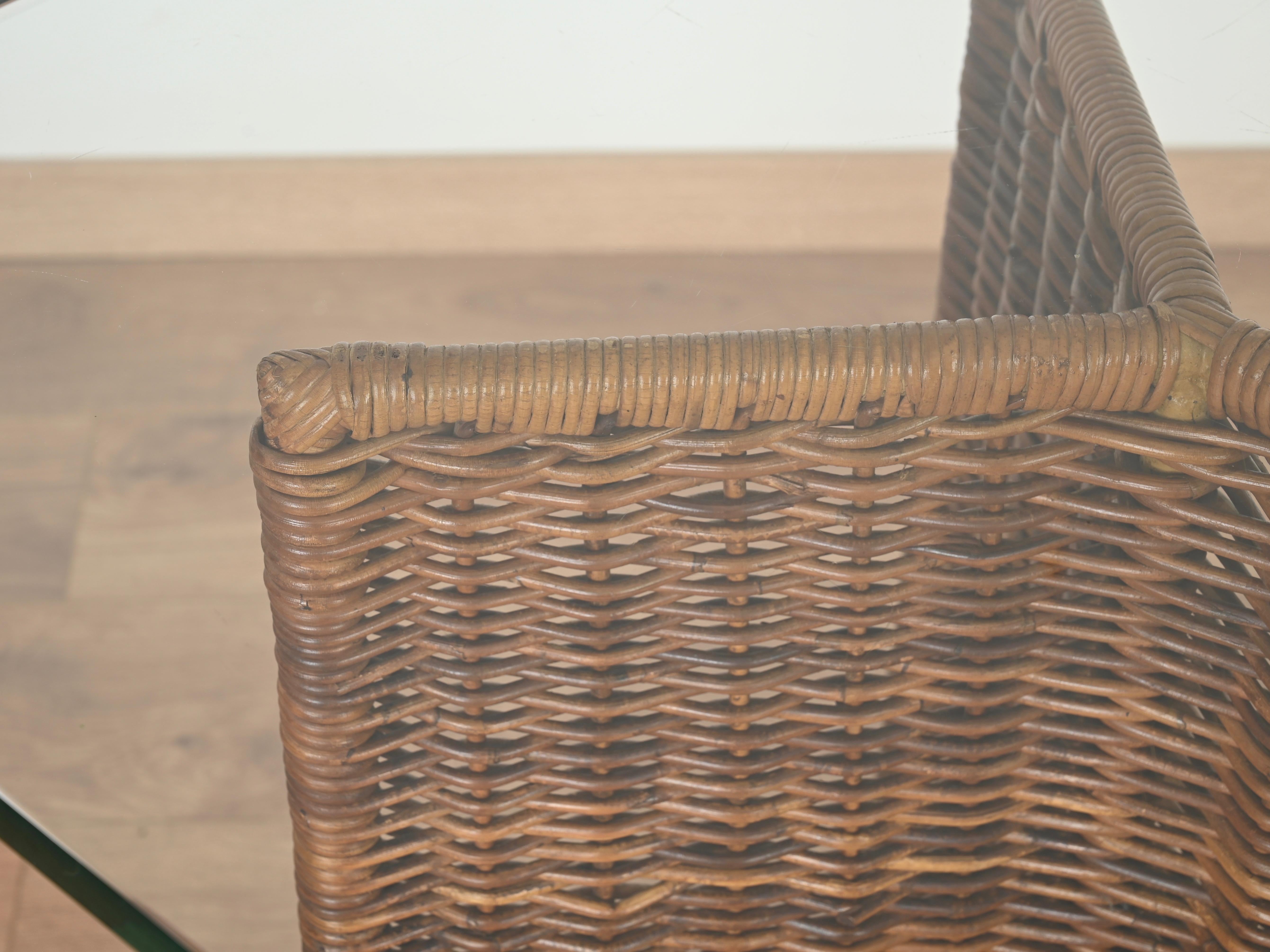 Console or Dining Table in Woven Rattan and CrysBlack Laminated and Beech, 1970s 10