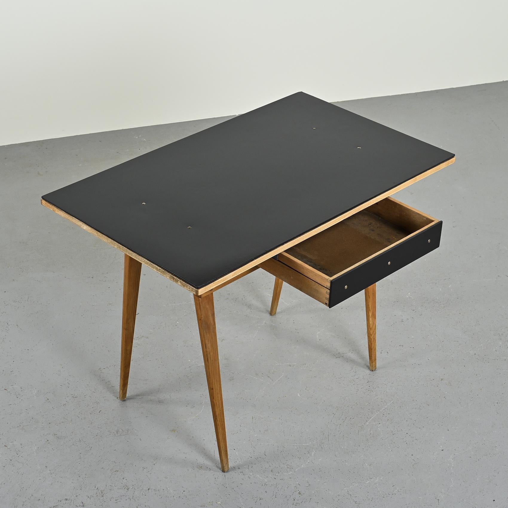 Wood Console or high desk  by André Sornay, circa 1955 For Sale