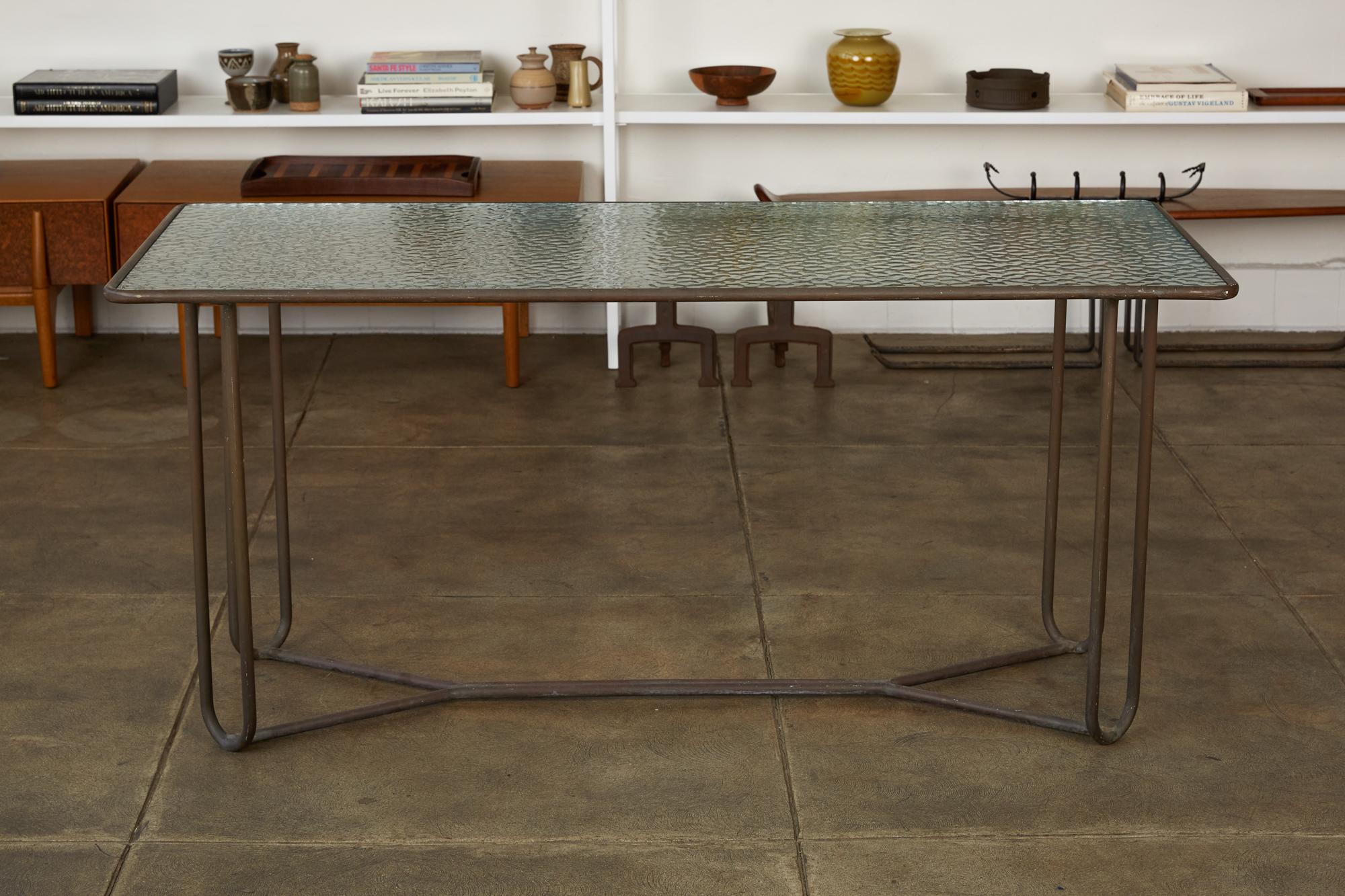 Mid-Century Modern Console or Narrow Dining Table by Walter Lamb for Brown Jordan