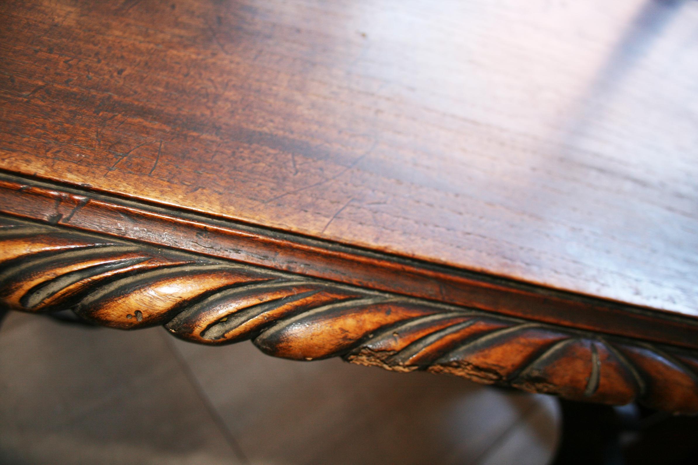 Side Table of  Chestnut with Carved  Lyre Base Form, Spain For Sale 6