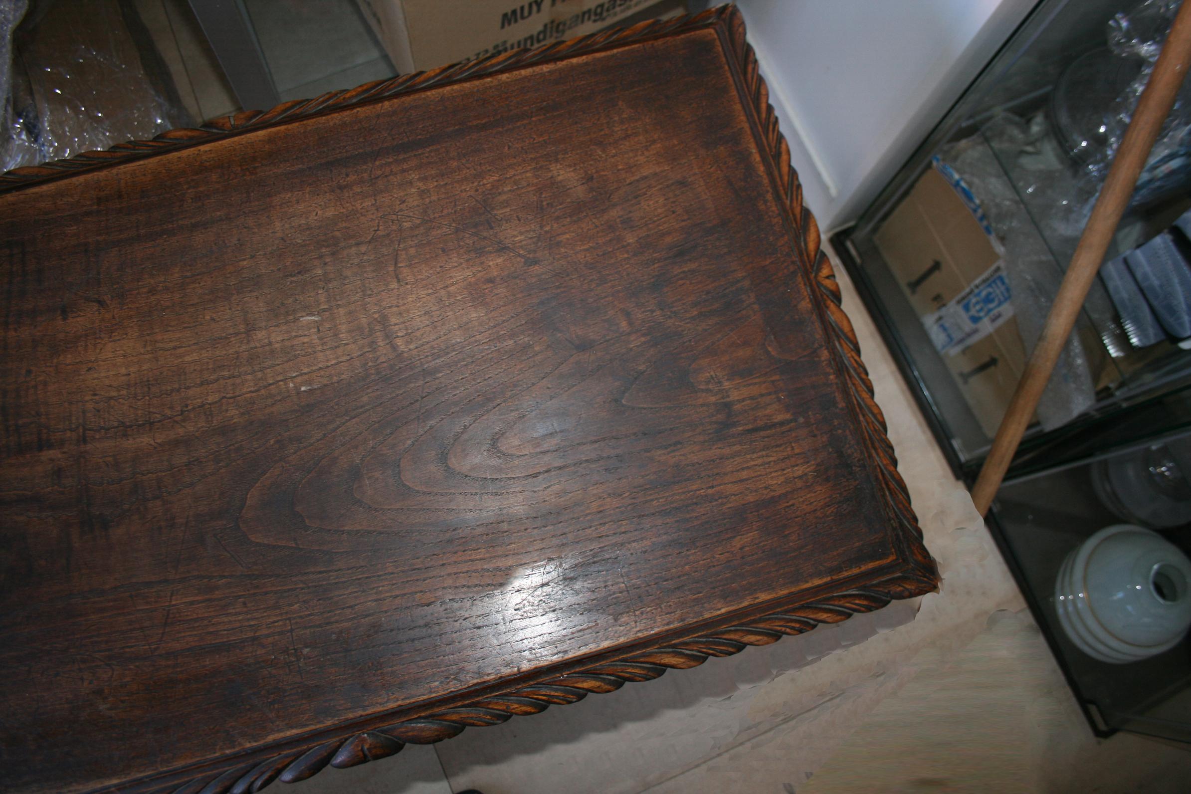 Side Table of  Chestnut with Carved  Lyre Base Form, Spain For Sale 8