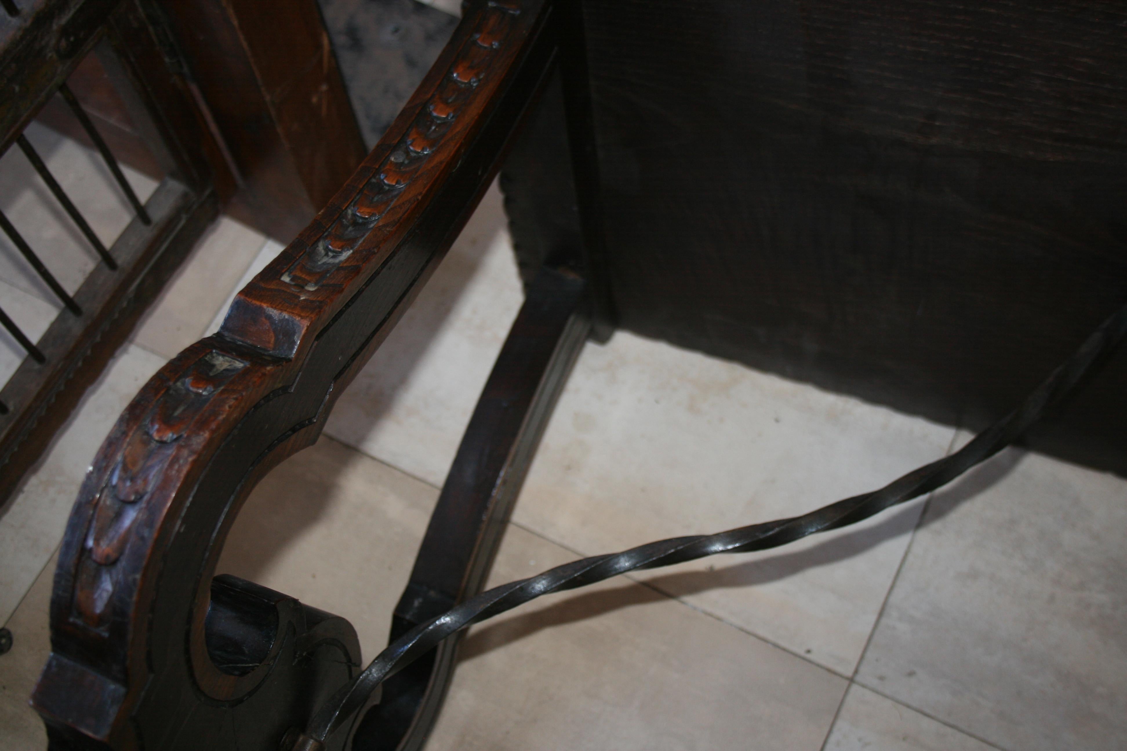 Side Table of  Chestnut with Carved  Lyre Base Form, Spain For Sale 10