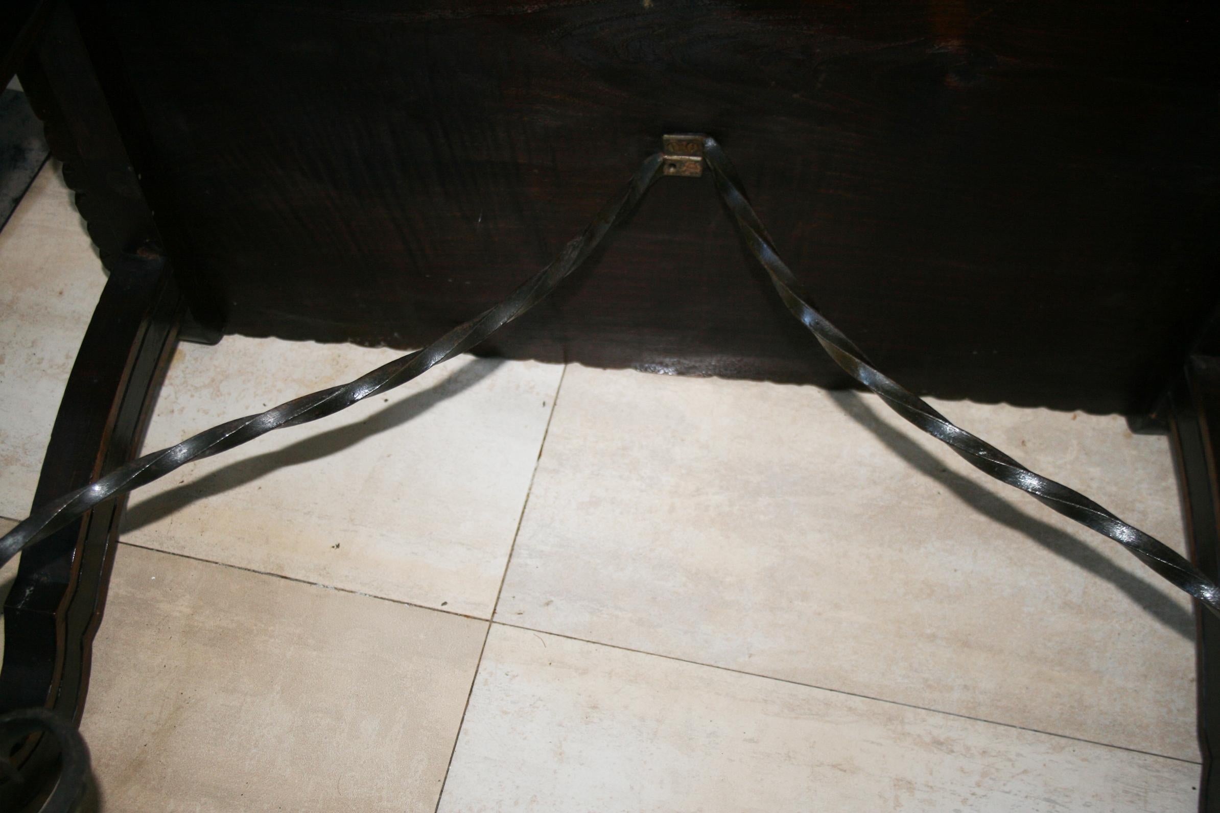 Side Table of  Chestnut with Carved  Lyre Base Form, Spain For Sale 2