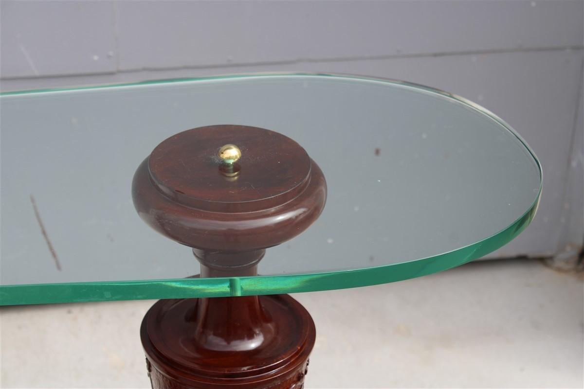 Console Pier Luigi Colli midcentury Italian design mahogany top glass often, 1950s.
