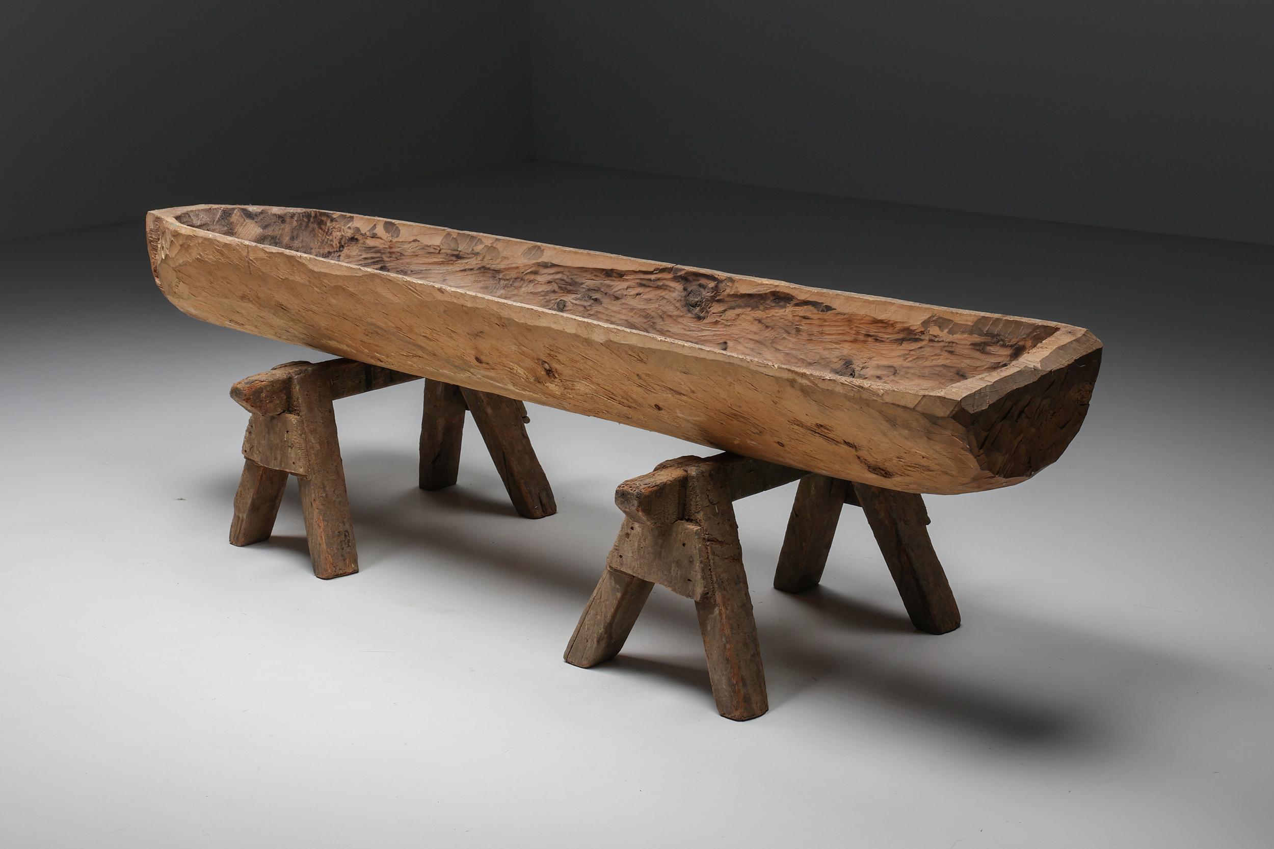 Rustic Wabi Sabi Console, France, 1940s In Fair Condition For Sale In Antwerp, BE