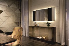 Konsole Polnisch Ebenholz und Champagner Flüssigmetall Innenrückwände in Vetrite