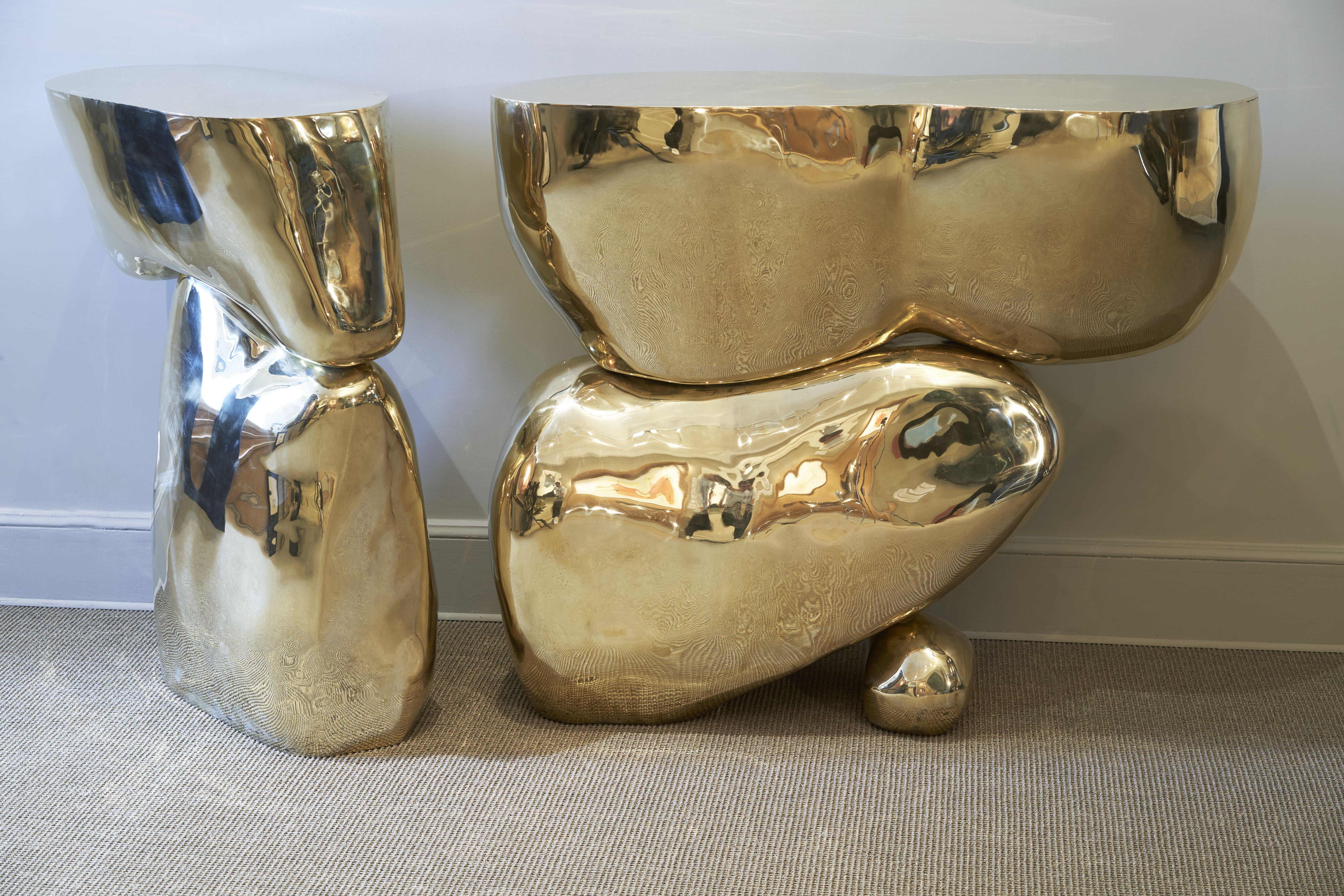 Polished Bronze Console by Pierre Ghattaz In New Condition For Sale In PARIS, FR