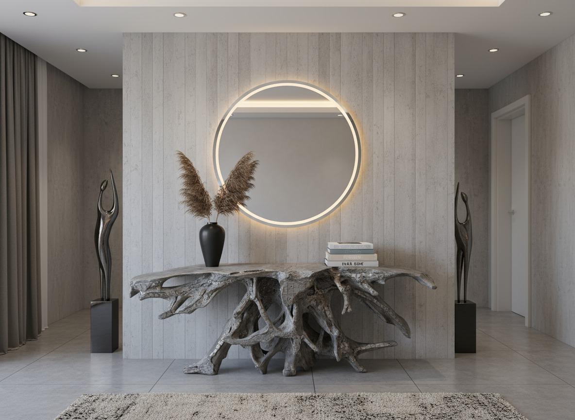 Consola Escultura 'Suphattra  Dialma Lifestyle - Raíz de mango y aluminio Moderno en venta