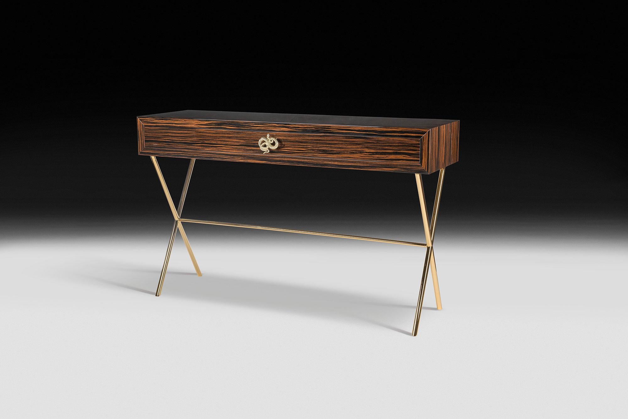 Moderne Console secrète en ébène et métal galvanisé, collection Sin originale, Italie en vente