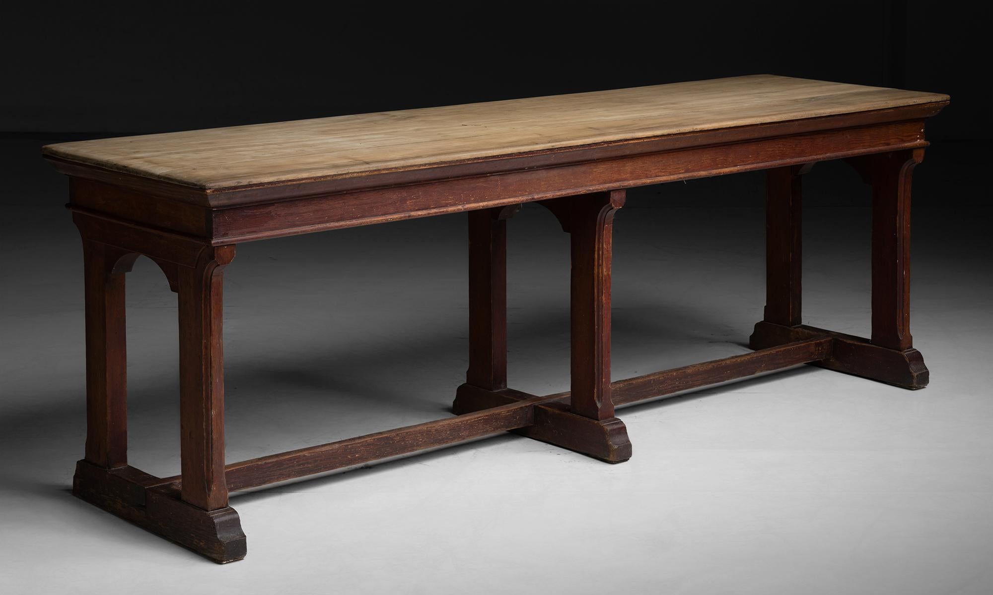 Console / Serving Table

England circa 1890

Wooden console with scrubbed top and original stain to base.

88.25”L x 25.5”d x 29.75”h