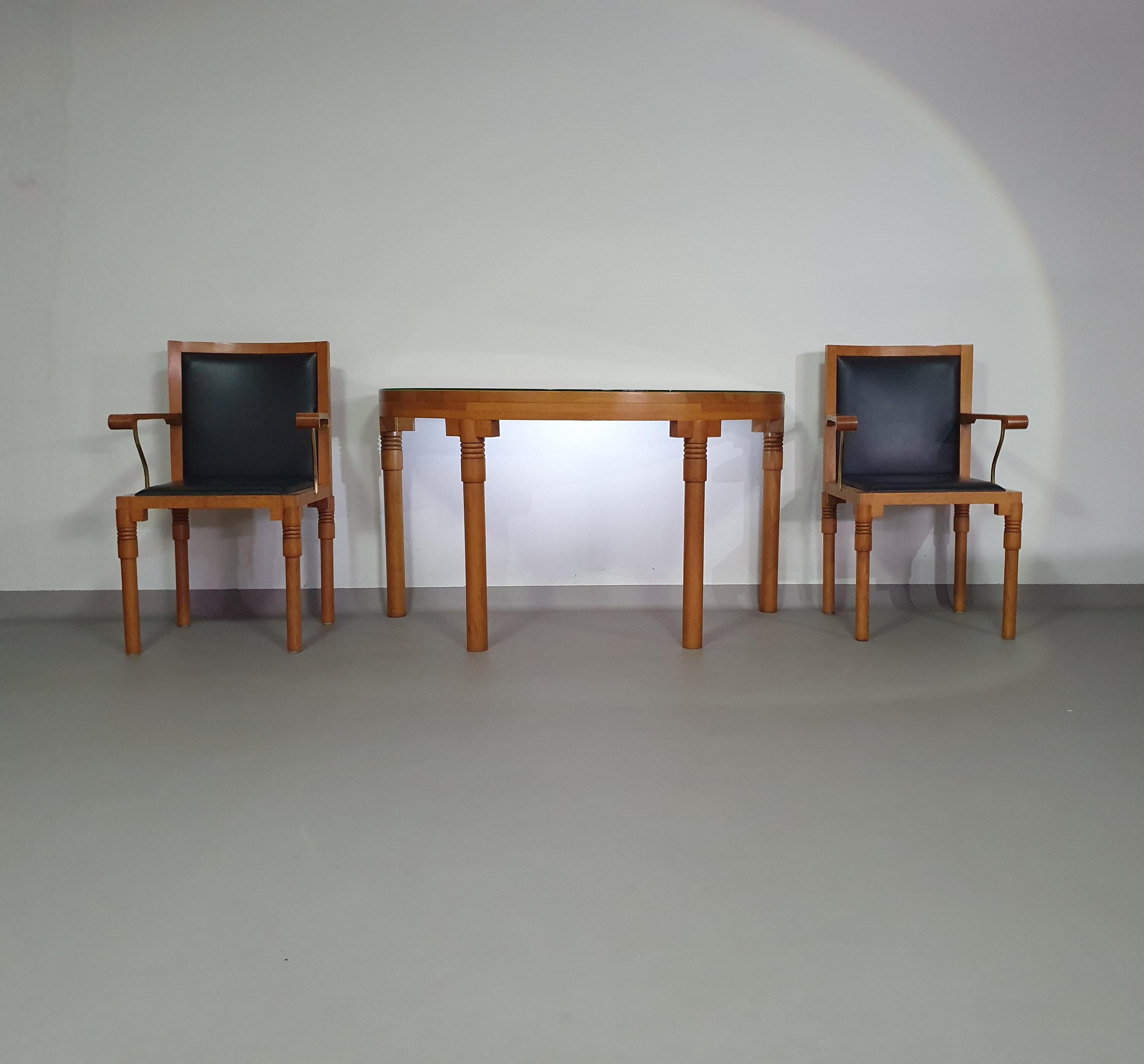 Console set architect Charles Vandenhove 3 x chair / table For Sale 6