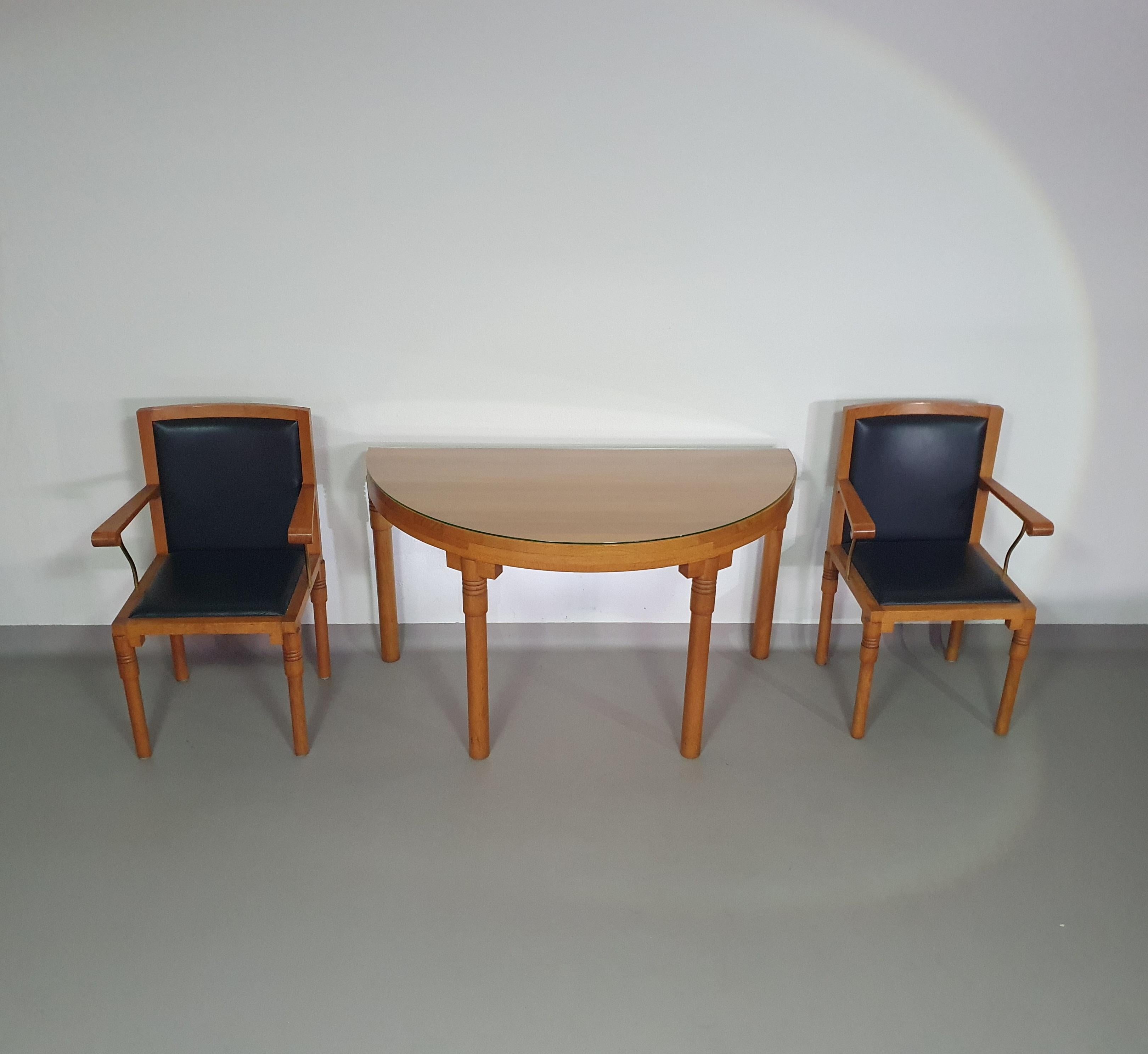Mid-Century Modern Ensemble console Charles Vandenhove 3 x chaise / table en vente