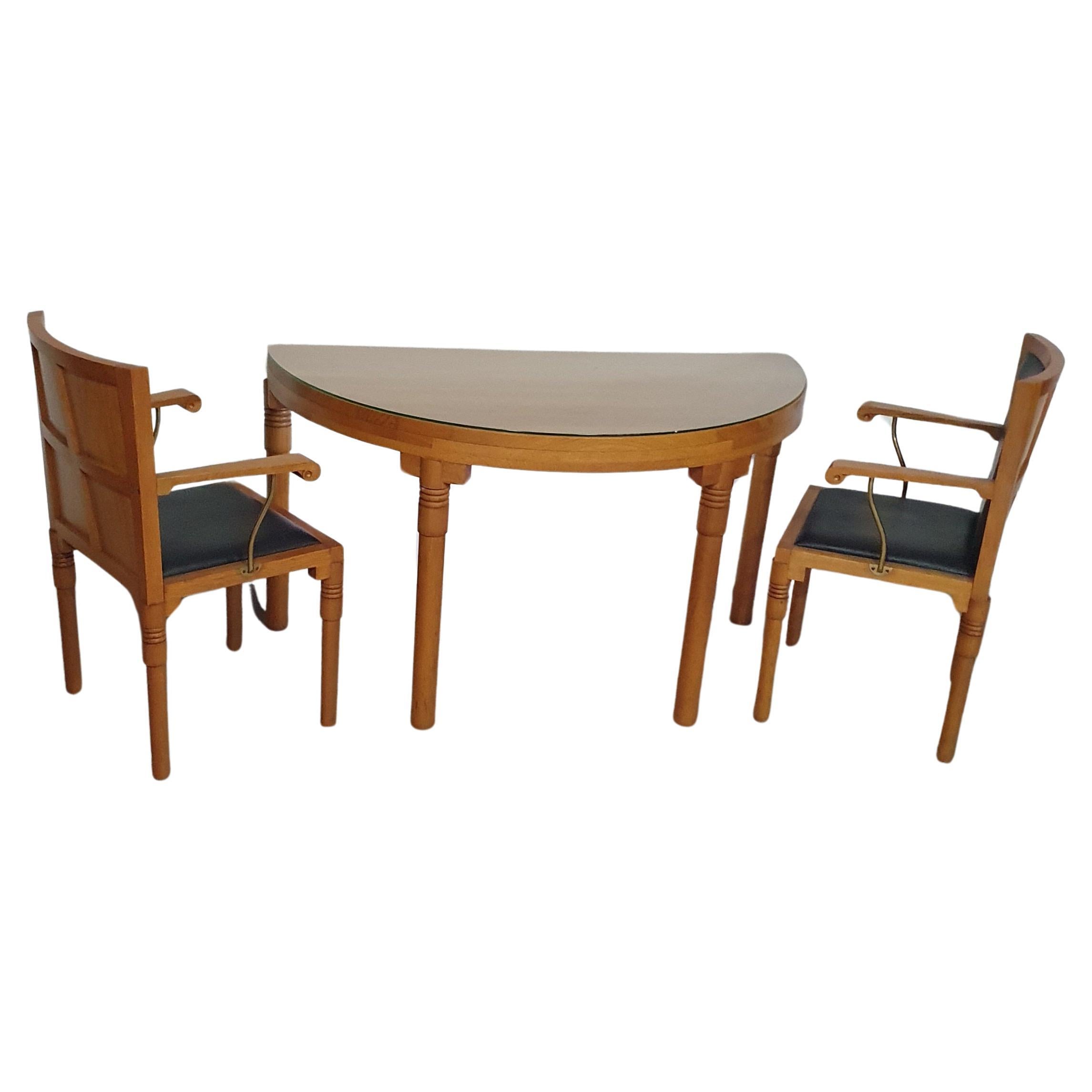 Console set architect Charles Vandenhove 3 x chair / table For Sale