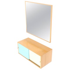 Console Set with Colored Panels and Patinated leather by Danish Harbo Sølvsten