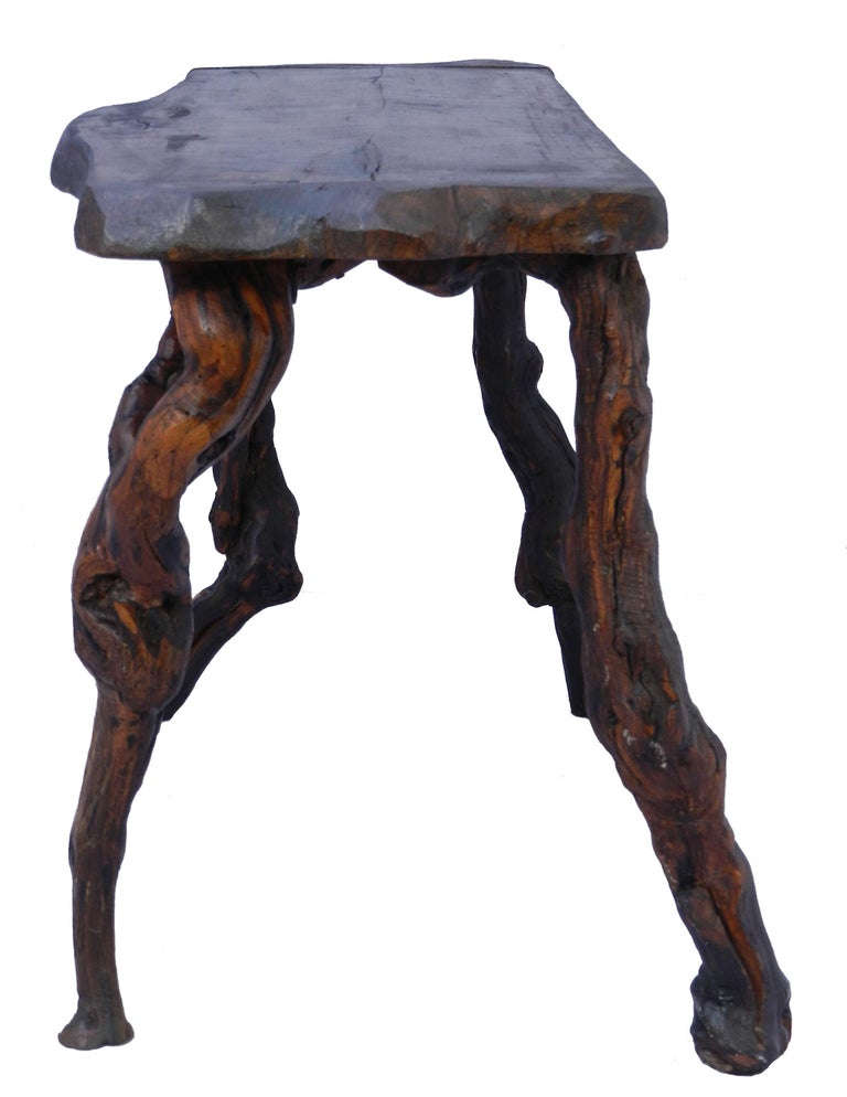 Console Side Table Olive Live Edge Antique Vine Root French Midcentury For Sale At 1stdibs