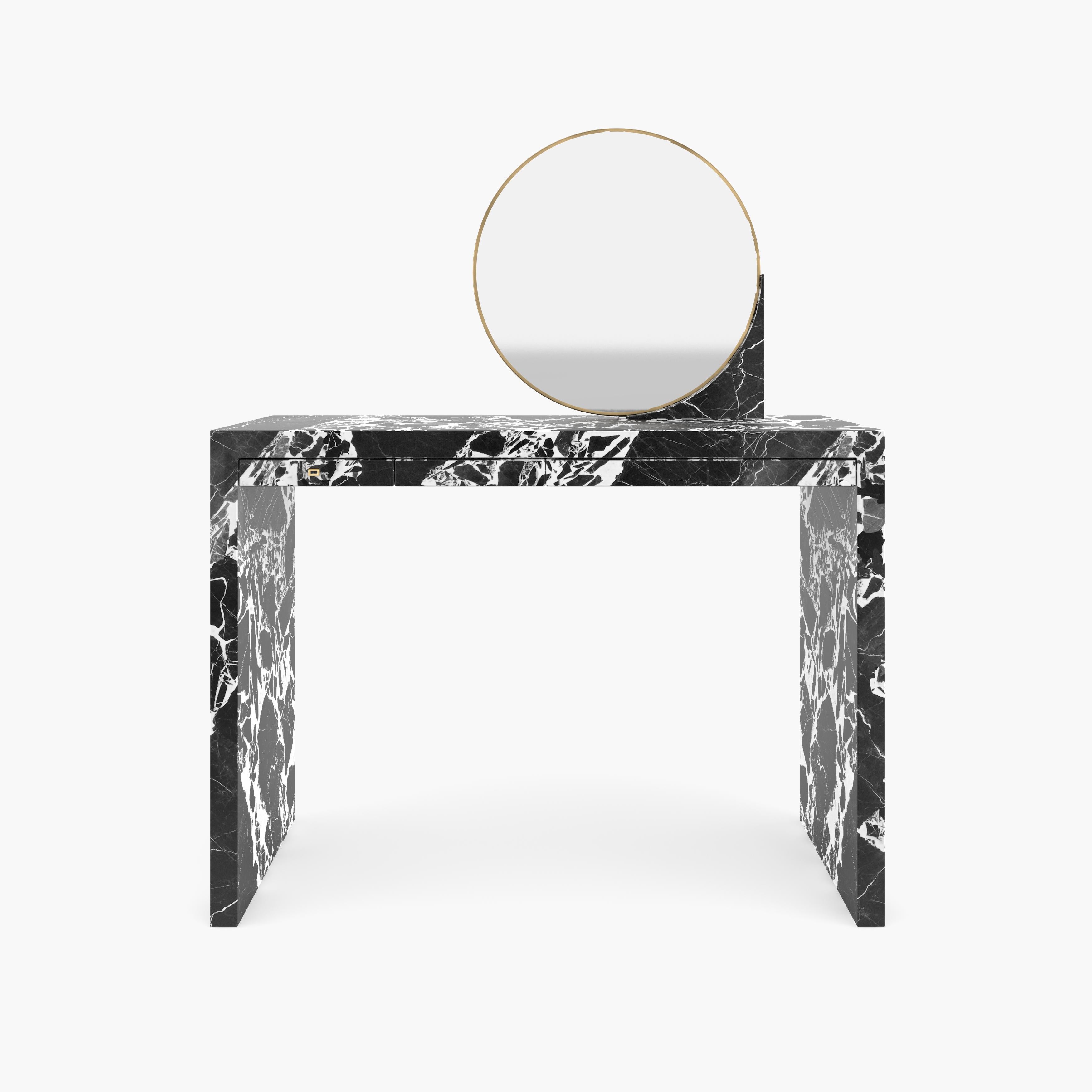 Bauhaus Console-Sideboard, 120x44x88cm Black-White Marble, Drawers, Handcrafted pc1/1 For Sale