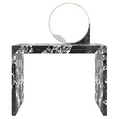 Console-Sideboard, 120x44x88cm Black-White Marble, Drawers, Handcrafted pc1/1