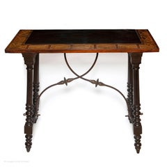 Console Sidetable Ebonised Bone Stringing Ironwork 19 Century Parquetry Baroque
