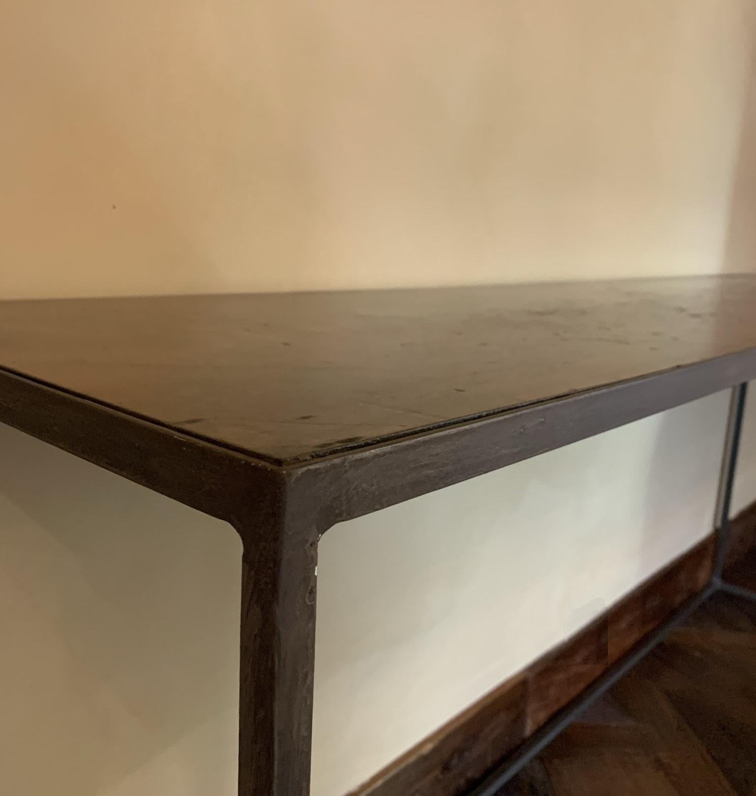 Contemporary Console Sidetable Reclaimed Walnut and Iron For Sale