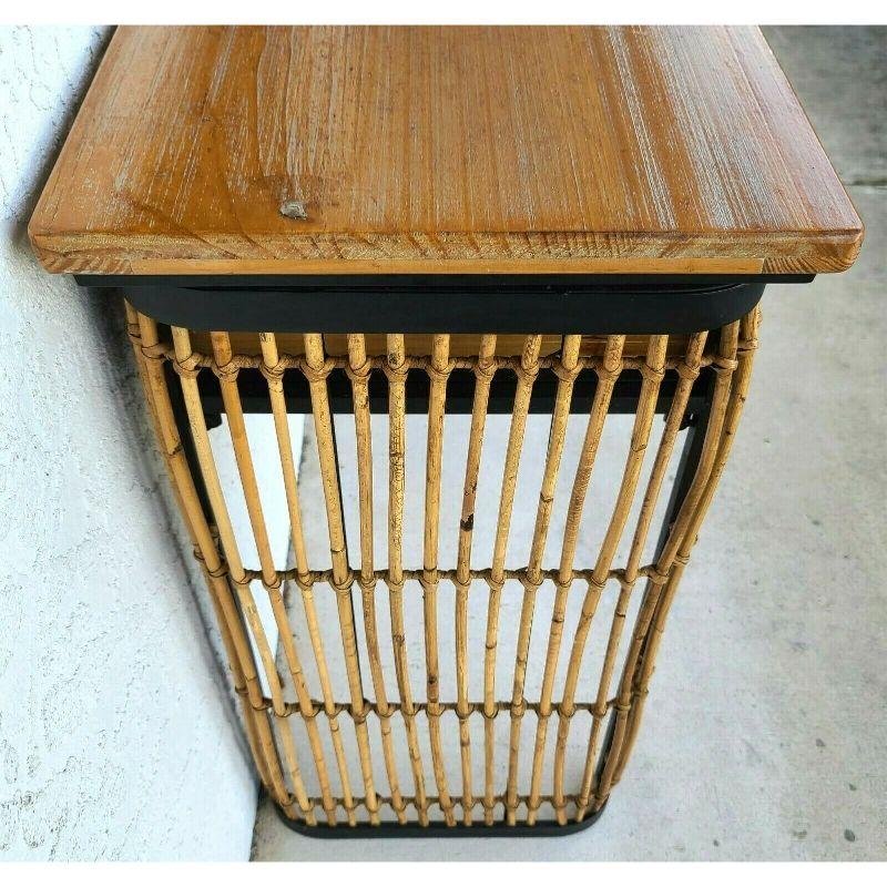 Bohemian Console Sofa Table Bamboo Rattan Wrought Iron For Sale