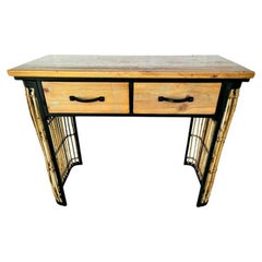 Used Console Sofa Table Bamboo Rattan Wrought Iron